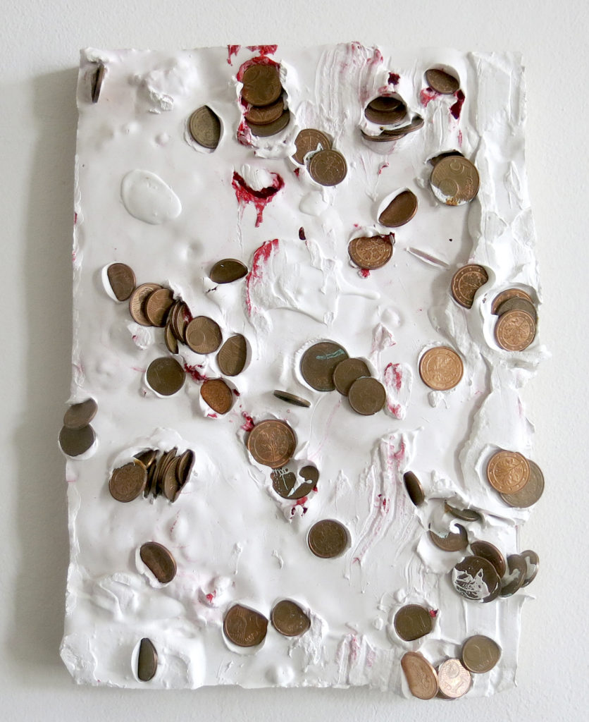 Lapo SIMEONI, Money Chalk, 2019, Gesso, monete, pigmenti, applicati su multistrato, cm 27x19